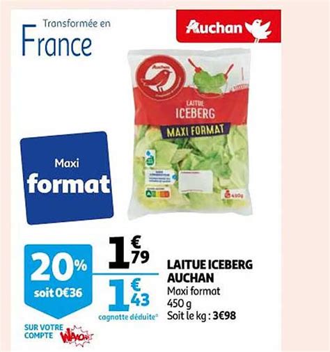 Promo Laitue Iceberg Auchan Chez Auchan ICatalogue Fr