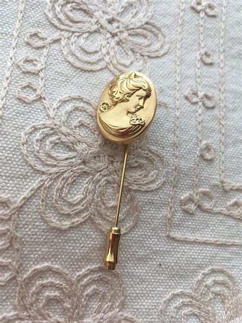 Cameo Hat Pin Vintage Stick Pin Gold Cameo Hat Pin Vintage Vintage Pins