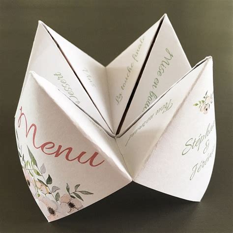 Menu Mariage Cocotte Origami Pliage Papeterie Champ Tre Etsy France