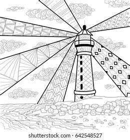 Seascape Line Art Design Coloring Book Ilustra Es Stock