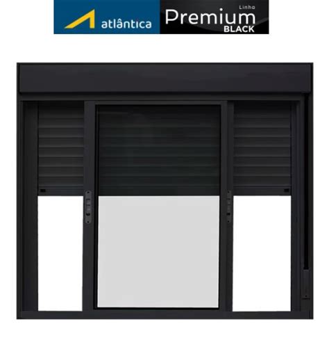 Janela Persiana Integrada Alum Nio Preto Atl Ntica Linha Premium