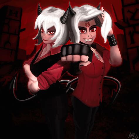 A rare family photo of two sisters, where they both smile. : Helltaker