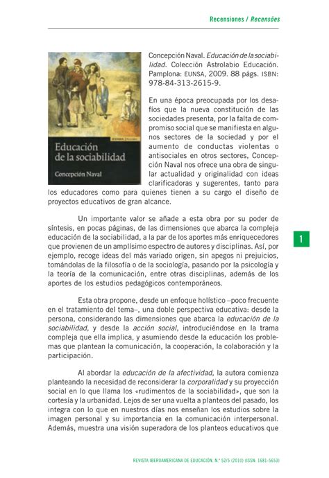 Pdf [reseña] Educación De La Sociabilidad