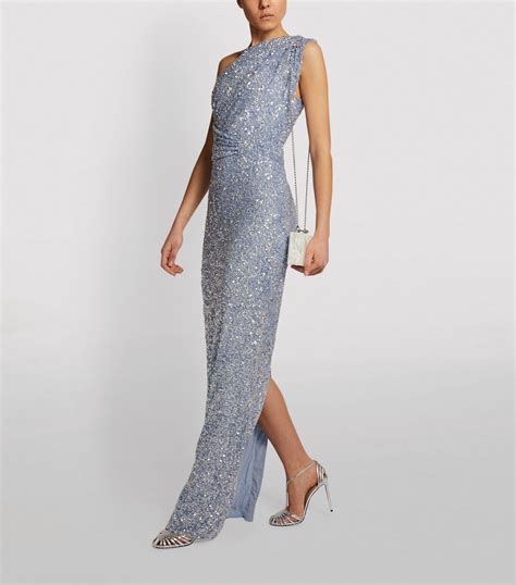 Rachel Gilbert Embellished Reed One Shoulder Gown Harrods US