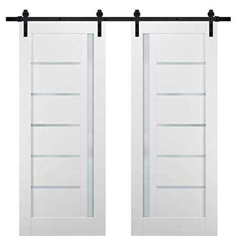 Sturdy Double Barn Door 48 X 84 Inches With Frosted Glass Quadro 4088