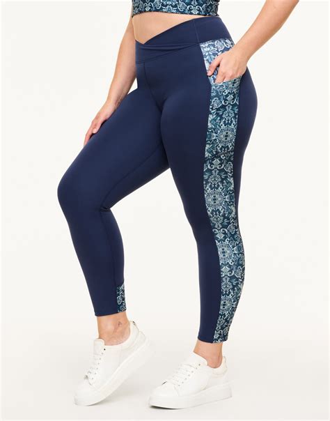 Lotus Crossover Legging Geo Blue Plus Lotus Leggings 1x 4x Adore Me