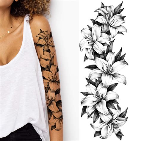 Buy Tatodays 2 X Temporary Tatoo Sticker Stick On Lillies Flowers Flora