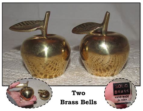 Two Vintage Small Brass Apple Shaped Bells India Etsy Apple Shaped Bells Brass