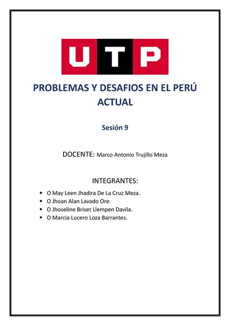 Problemas Y Desafios EN EL PERÚ Actual semana 9 PROBLEMAS Y DESAFIOS