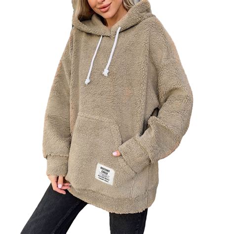 Pullover Hoodie Comfy Flannel Sweatshirt Stylish Drawstring Hooded Coat