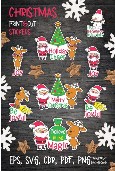 Christmas stickers with Santa and Deer.