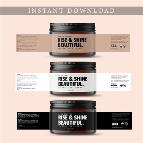 Editable Cosmetic Jar Label Template Printable Beauty Product Etsy