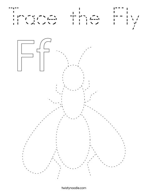 Trace The Fly Coloring Page Tracing Twisty Noodle