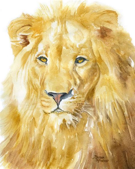 Lion Watercolor Painting 8 x 10 8.5 x 11 Giclee Print