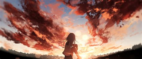 3440x1440 Anime Girl Watching Sunset 4k Ultrawide Quad Hd 1440p Hd 4k