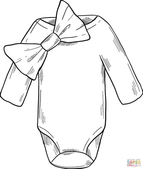White Baby Onesie Clip Art Sketch Coloring Page