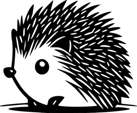 Premium Vector Hedgehog Black And White Vector Illustration