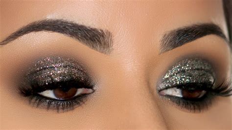 3 Step Glam Black Smokey Eye With Glitter Beginner Friendly Tutorial Youtube