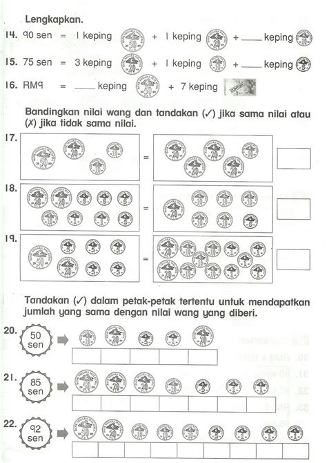 Latihan Tahun 1 Matematik Lembaran Kerja Matematik Tahun 1 Dengan