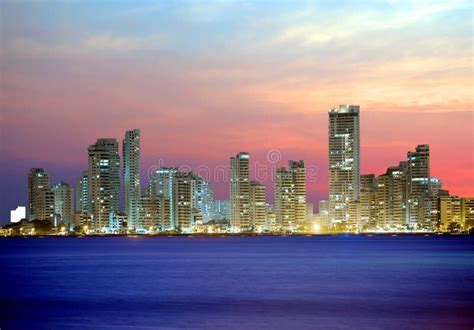 Colombia Cartagena The City At Night Stock Photo Image Of