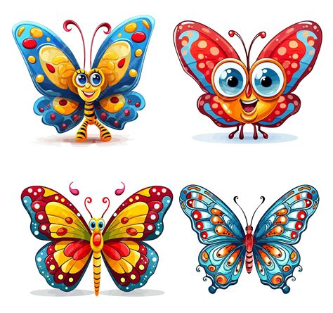 Conjunto De Mariposas De Colores Vector De Dibujos Animados Un Grupo De Mariposas De Colores