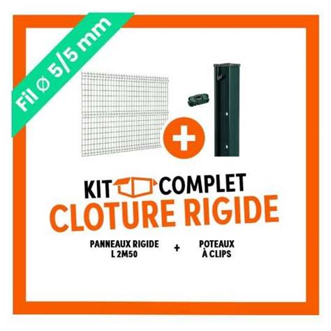 Kit clôture rigide Ø5 mm avec poteaux à clips