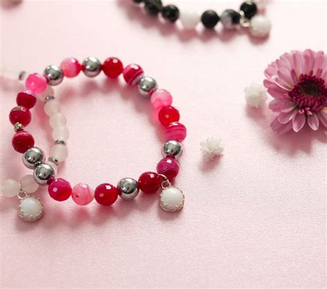 Bracelet Pierres Semi Précieuses et Perle Lait Maternel La Joie En Rose