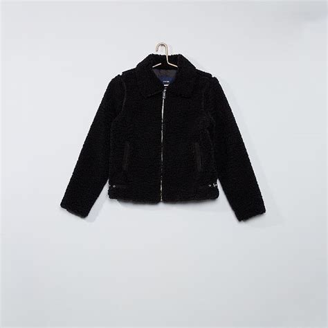 Veste En Sherpa Fille Adolescente Noir Kiabi