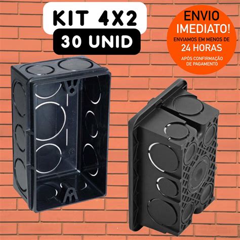 Kit 30 Caixinhas Reforçadas De Luz Para Tomada interruptor 4x2 Preta