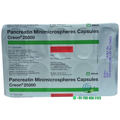 Pancreatin Creon Capsule Capsules In Strip Treatment