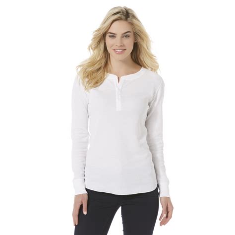 Hanes Womens Thermal Henley Shirt