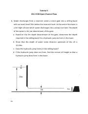 Open Channel Tutorial 5 Pdf Tutorial 5 CIVL 3330 Open Channel Flow 1