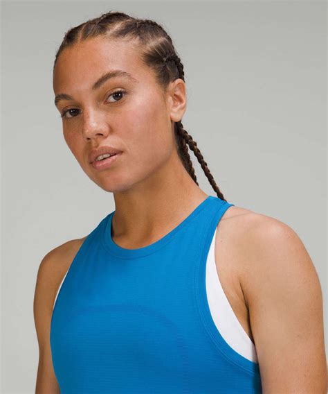 Lululemon Swiftly Tech High Neck Tank Top Race Length Poolside