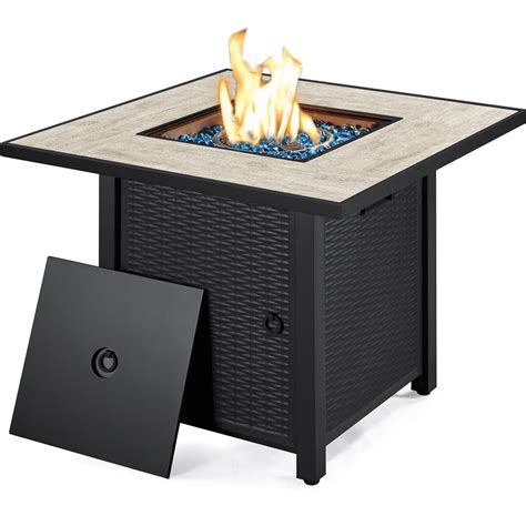 Yaheetech 30 Outdoor Propane Fire Pit Table 50 000 BTU Square Gas