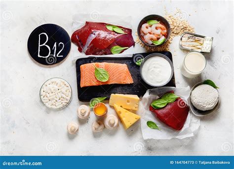 Natural Sources of Vitamin B12 Cobalamin Stock Image - Image of sources ...