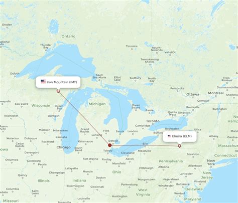 All Flight Routes From Iron Mountain To Elmira IMT To ELM Flight Routes