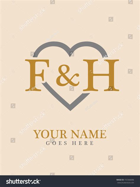 Initial F H Love Background Logo Stock Vector Royalty Free