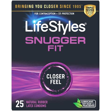 Lifestyles Snugger Fit Natural Rubber And Lubricated Latex Condoms 25 Count Triple