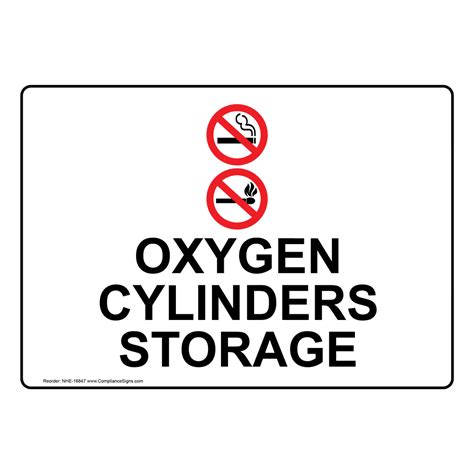 Oxygen Cylinders Storage Sign Nhe 16847 No Open Flame