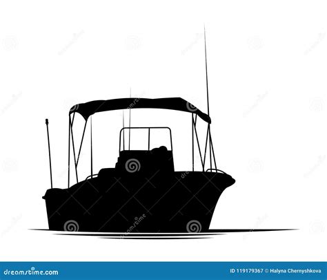 Fishing Boat Silhouette Stock Vector Illustration Of Hobby 119179367