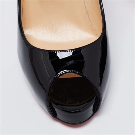 Christian Louboutin Black Patent Leather Very Prive Peep Toe Platform Pumps For Sale At 1stdibs