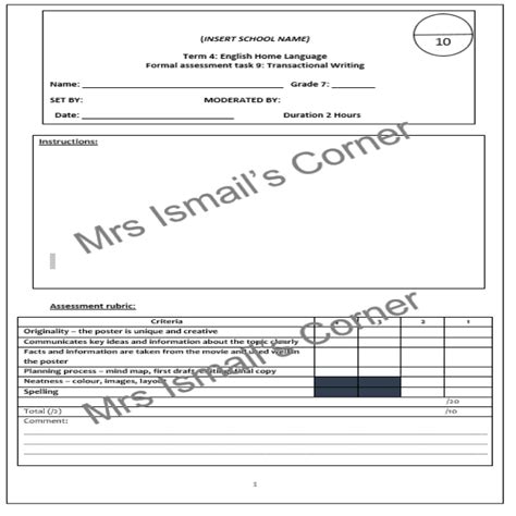 TRANSACTIONAL WRITING RUBRIC ENG HL FL Teacha