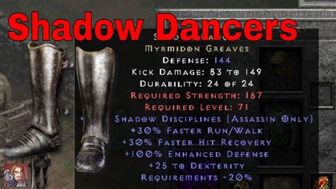 D2R Unique Items Shadow Dancers Myrmidon Greaves YouTube