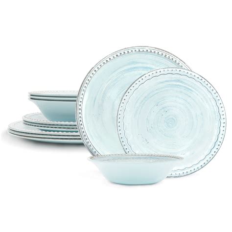 Zak Designs French Country House Dinnerware 12 Pieces Melamine Plastic