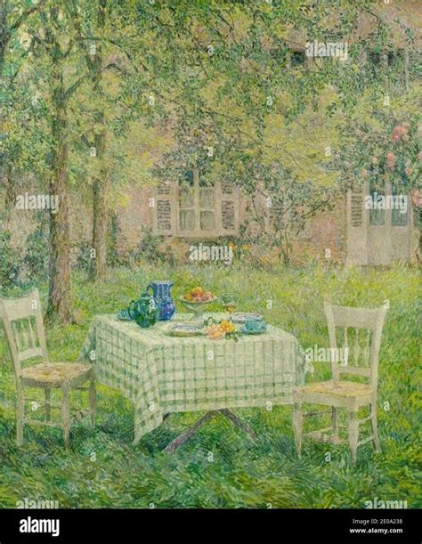 The Table In The Greenery Gerberoy By Henri Eug Ne Le Sidaner Stock