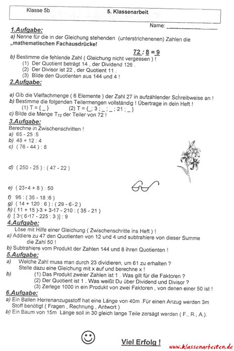 Mathe Arbeitsblätter Klasse 5 Gymnasium Brent Martin Schule