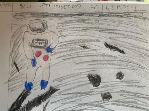 Neil Armstrong on the Moon| Art by Kriti, 6, Bangalore