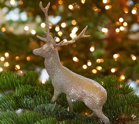 Silver Glitter Reindeer Christmas Ornament Pottery Barn