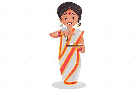 Vector Graphic Illustration Of Indian Bengali Woman Stock Vector