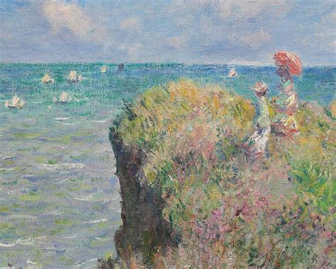 Wandeling Op De Klif In Pourville Claude Monet Op Canvas Behang